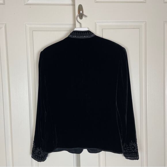 Peter Nygard black Velvet Beaded Antiqued Button Evening Jacket Lined - Picture 6 of 10